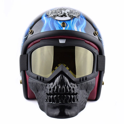 Motorcycle Face Mask Skull Open Face Helmet Mask Anti-UV Dust Helmets Goggles Vintage Mask Men Balaclava Winter Ski Face Shield